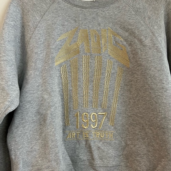 Zadig & Voltaire Embroidered Cotton Sweatshirt in Grey - Picture 6 of 9